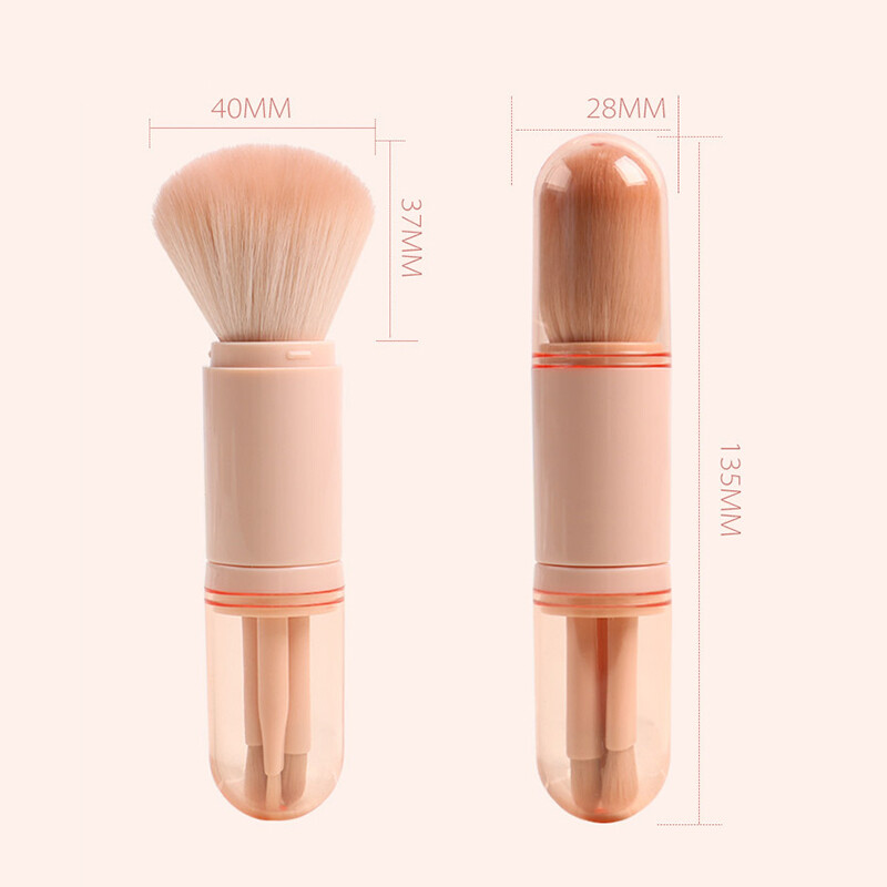 BEAUTYBIGBANG Đa Chức Năng, Da, Bốn-Trong-Một, Có Thể Thu Vào Trang Điểm Bàn Chải, Cọ Hai Đầu Tiện Dụng, Dụng Cụ Làm Đẹp, Cọ Mắt Mini
