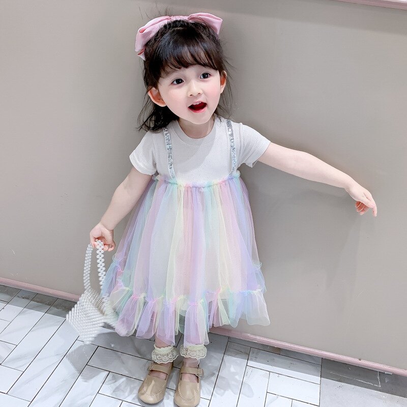 rainbow color dress for girl