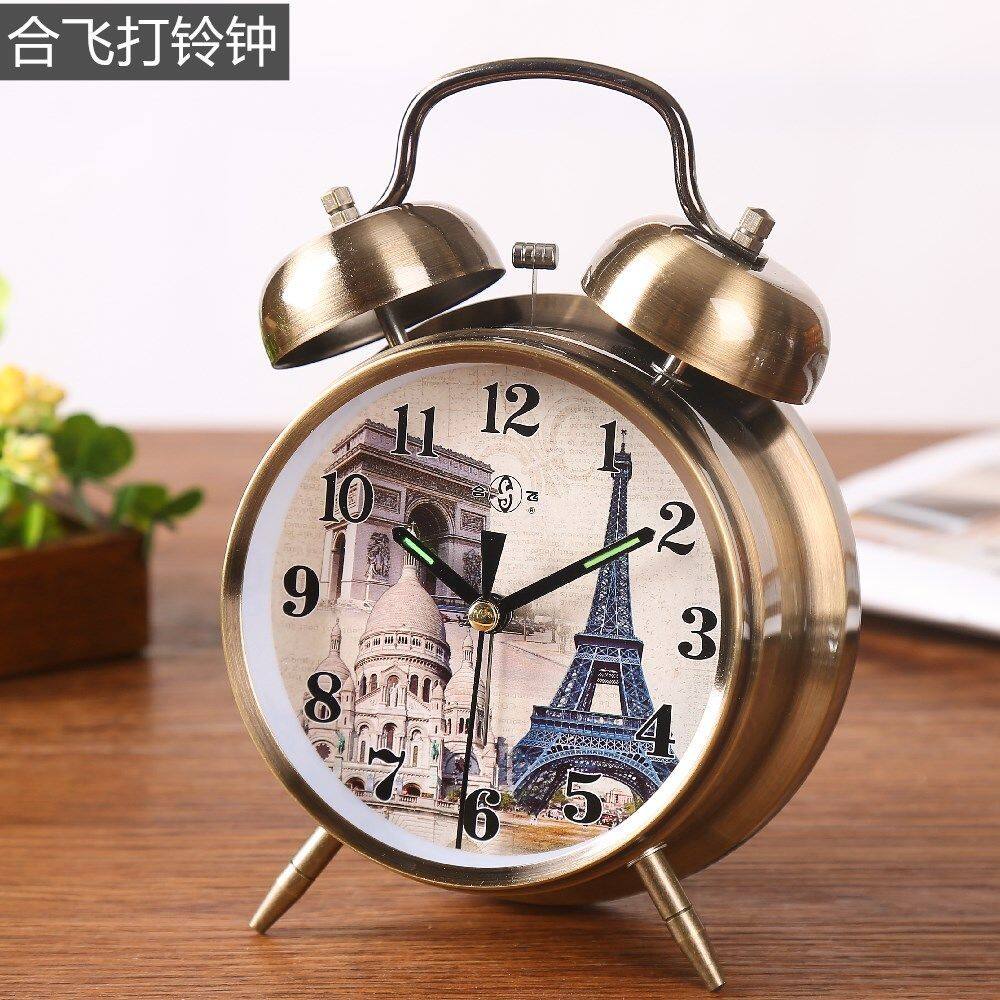Alarm clock oversized ringtone mechanical retro wind-up vintage clock student bedside clock metal bell clock