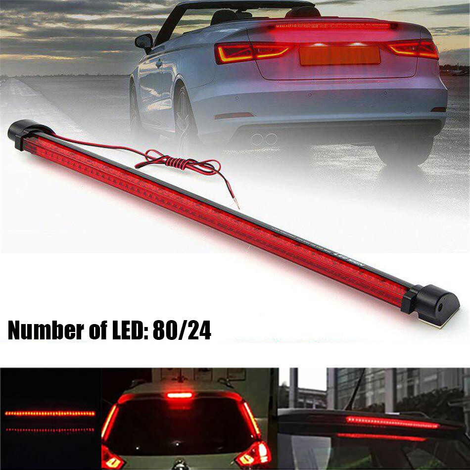 MA 24/80 Red LED Third Brake Light Rear Tail Light High Mount Stop Lamp for Car and Motorcycle