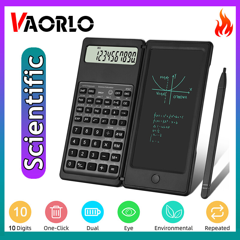 Vaorlo Có Thể Gập Lại 2 Trong 1 Khoa Học Kỹ Thuật Số Máy Tính 10 Chữ Số Màn hình LCD Máy Tính Để Bàn Máy Tính Với 6 Inch Bảng viết Hỗ Trợ bút chỉ điểm Xóa Nút Khóa Cho Trường Cao Đẳng Văn Phòng Kinh Doanh