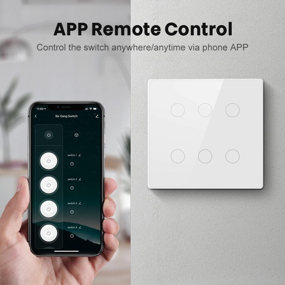 AVATTO Tuya Smart Switch,AC 110-220V Brazil 4X4 Touch Panel 4/6 Gang Light Switch,APP Control Work With Alexa,Google Home