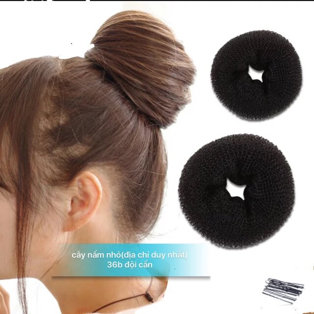 Búi tóc tròn donut:combo 2 búi tóc tròn và kẹp chữ u