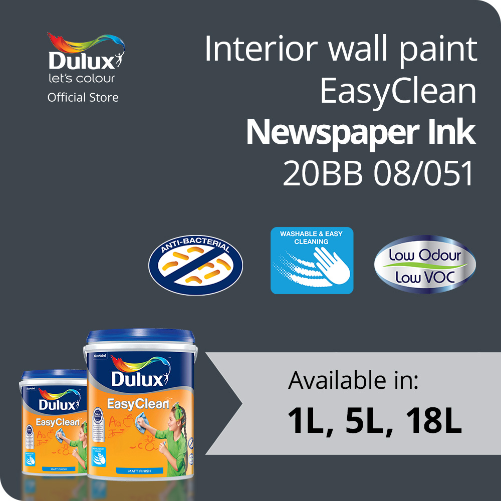 Dulux EasyClean Newspaper Ink (20BB 08/051) (Anti Bacteria) (Interior Wall Paint) Lazada