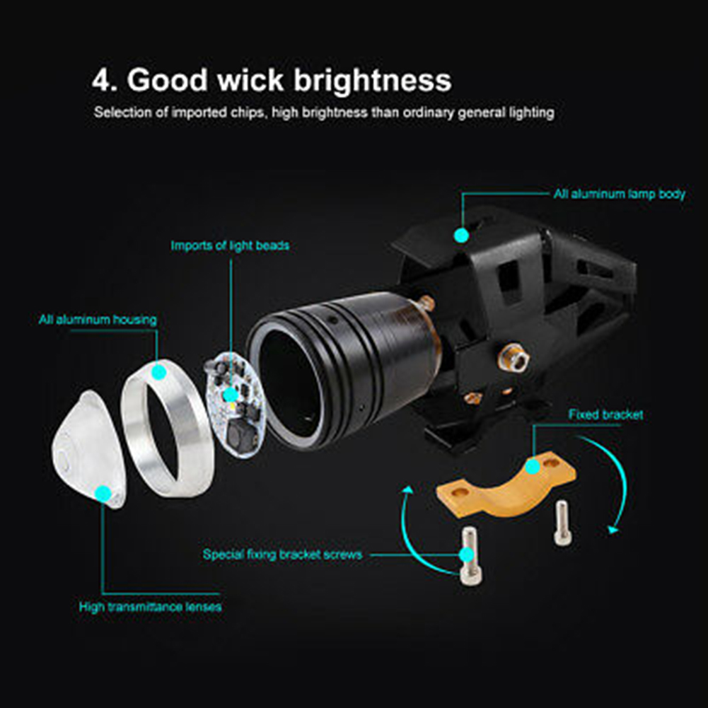 Đèn đèn chiếu phía trước đèn pha LED lái xe U5 siêu sáng 10 triệu xe mô tô nhôm