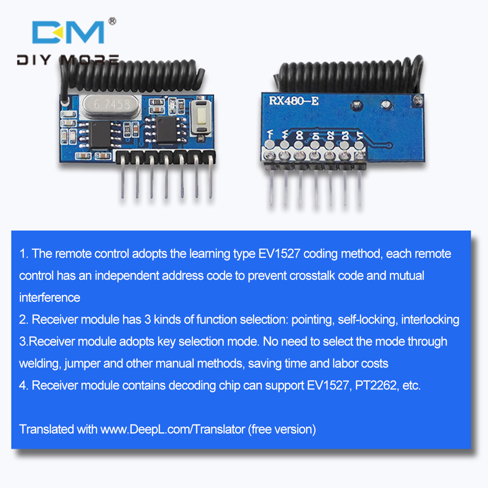 Diymore Mô-đun Thu Và Phát RF Không Dây 433Mhz Mô-đun Thu Điều Khiển Từ Xa