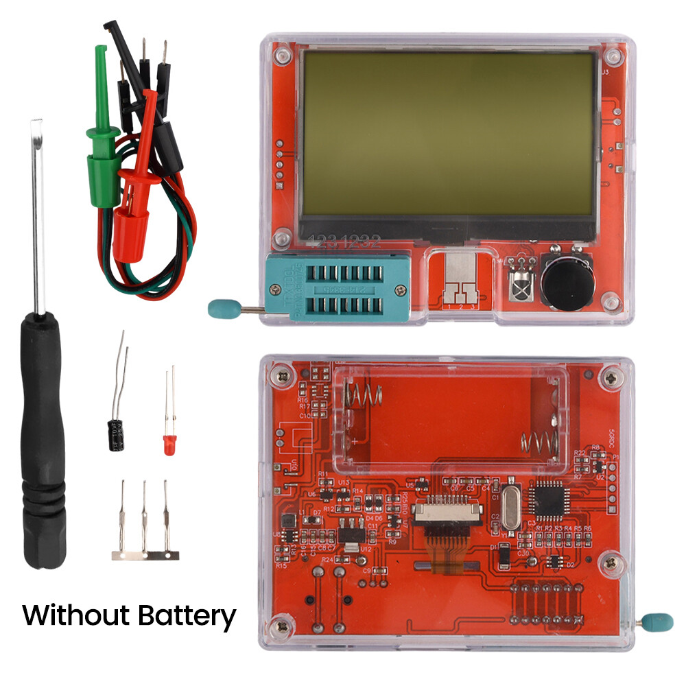 Transistor Tester Frequency Tester PWM Square Wave LCR Meter Voltmeter DIY Kit with Acrylic Case