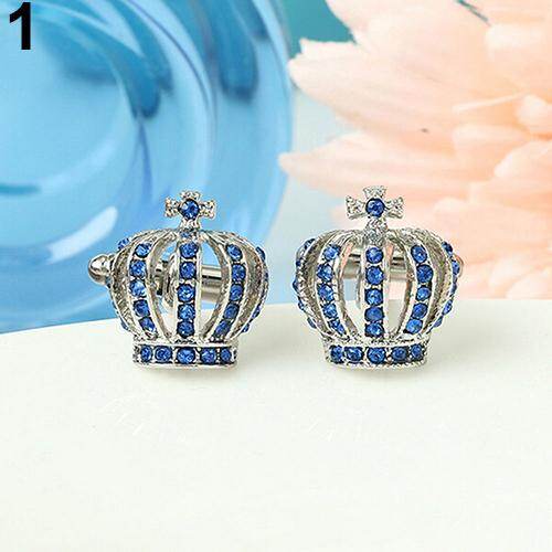 WOCO 1 Pair Crown Men Wedding Party Gift Shirt Cufflinks Rhinestone Cuff Links