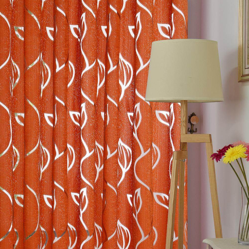 2m Semi Blackout Curtain Simple Vine Leaf Pattern Partition Window Decor