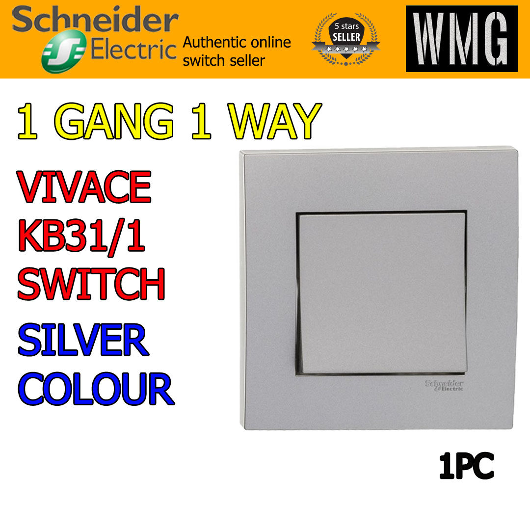 1PC ) Schneider Vivace Silver Power Point Light Switch Modern Suis 