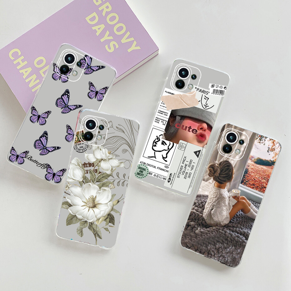 For Xiaomi MI 11 / MI 11 LITE Case Clear Cute Painted Soft TPU Silicone Phone Case Back Cover Casing