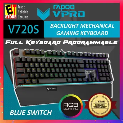 RAPOO V720S BACKLIGHT MECHANICAL GAMING KEYBOARD (BLUE SWITCH EDITION) - BLACK