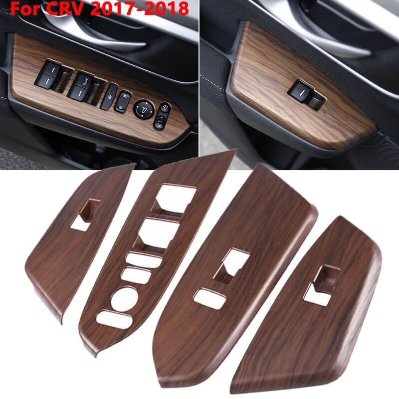 4pcs car peach wood window switch control panel cover trim plastic for honda crv 2017 2018