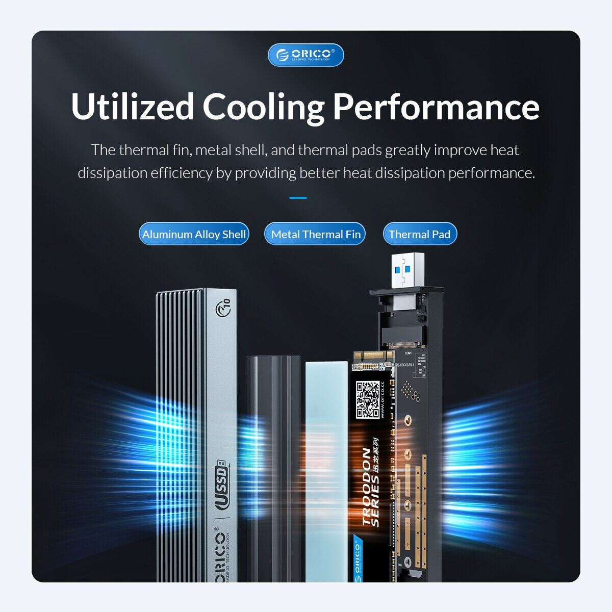 ORICO 2 Trong 1 USB A Type-C Giao Diện Kép M.2 Vỏ Đựng Ổ SSD Hỗ Trợ M2 NVMe M Key SATA NGFF M & B Key Ổ Cứng SSD Với Tấm Làm Mát