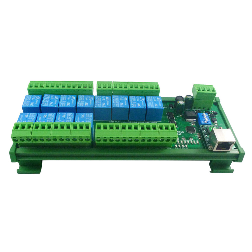 diymore 2 IN1 12 DIO Ethernet/RS485 Relay Switch Module Modbus RTU TCP/IP Network Controller PLC Expansion Board 12V 24V