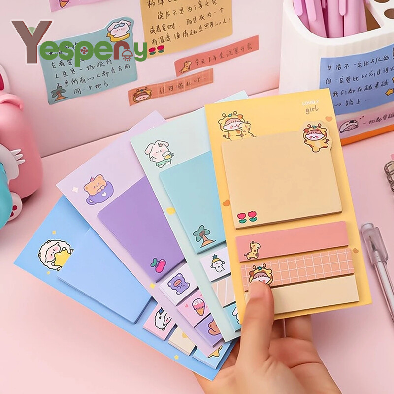 YESPERY Ins Cute Notes Index Stickers Office Bookmarks Sticky Notes Kawaii Messages Stickers Notepad Notes