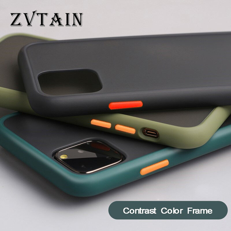 ZVTAIN Phone Case For iPhone 12 Mini 12 11 Pro Max X XR XS Max 7 8 Plus 6 6s SE 2020 Contrast Color Frame Matte Hard PC Protective Case