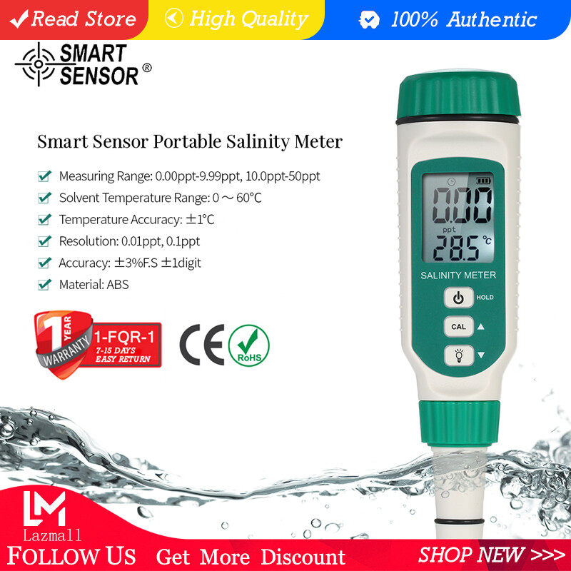 SMART SENSOR Portable Salinity Meter Handheld ATC Salinometer Halometer Salt Gauge Salty Brine Meter Seawater Salinity Refractometer Food Salinity Tester Meter