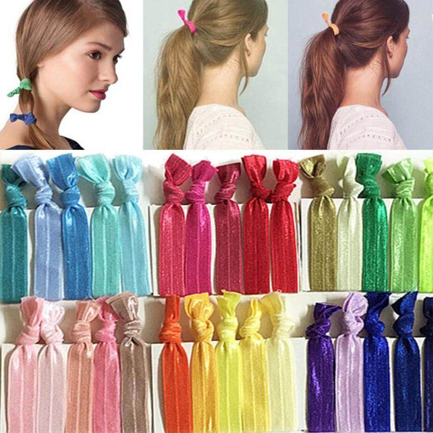 100pcs Candy Color Elastic Hair Ties Knotted Hairband No Crease