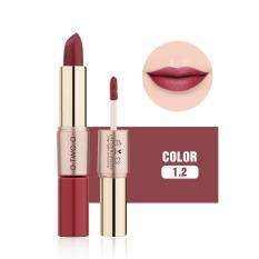 12 Colors Women 2 in 1 Velvet Matte Lipstick Lip Gloss Double-End Makeup L