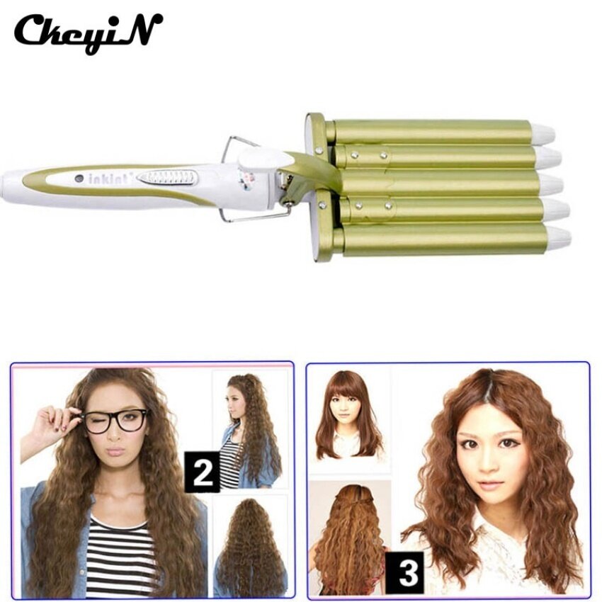 2017 Jual Pengeriting Rambut Elektrik Alat Pengeriting Rambut 5 Barel Rambut Besar Wavewaver Keramik Titanium Atlet