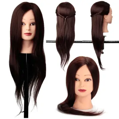 22" Salon Cosmetology Human Hair Hairdressing Training Head Mannequin With Clamp