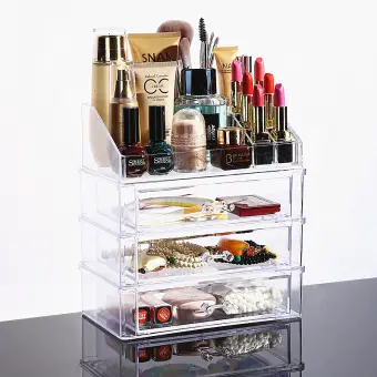 4 Tier Acrylic Cosmetic Makeup Glam Organiser Storage Box Case