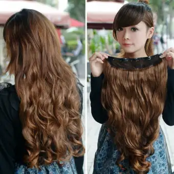 55cm Lady Stylish Long Curl Wavy Hair Extension Wig Lazada