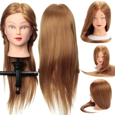 70% 24" Black Hair Salon Hairdressing Model Practice Training Head Mannequin With Clamp