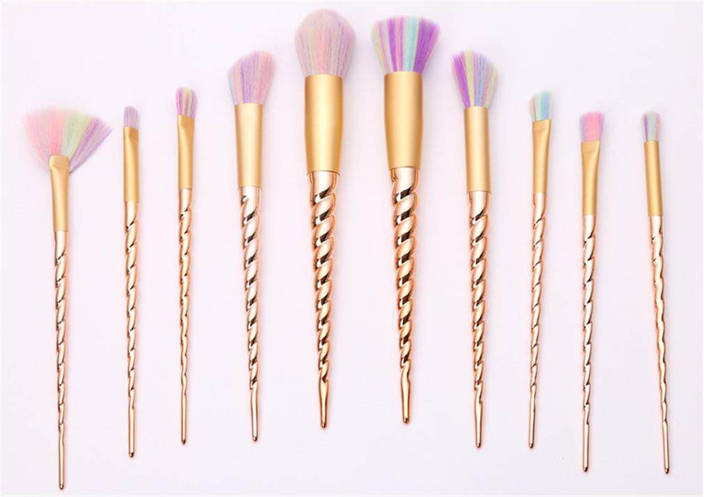 XIANGSHENDA WL Ai Home 10pcs Unicorn Thread Makeup Cosmetic Brushes Set (Gold) - intl