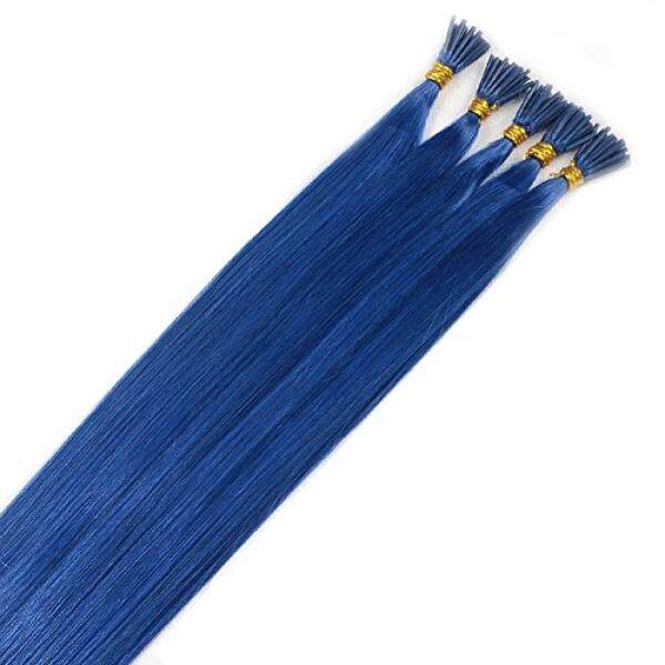 Brazilian Lurus Human Rambut Ekstensi I-tip 100% Virgin Lurus Ekstensi 100 Helai Per Paket Warna Biru #- internasional