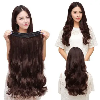 Buyincoins 60cm Clip In Synthetic Human Hair Extensions Long Wavy