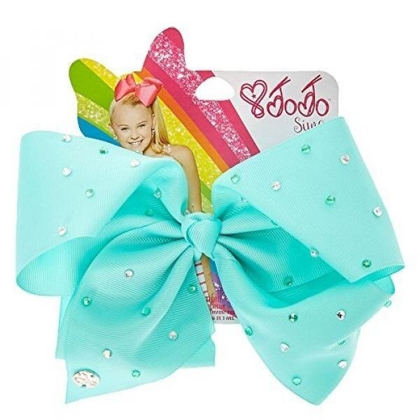 Claires Girls JoJo Siwa Large Rhinestone Mint Signature Hair Bow - intl