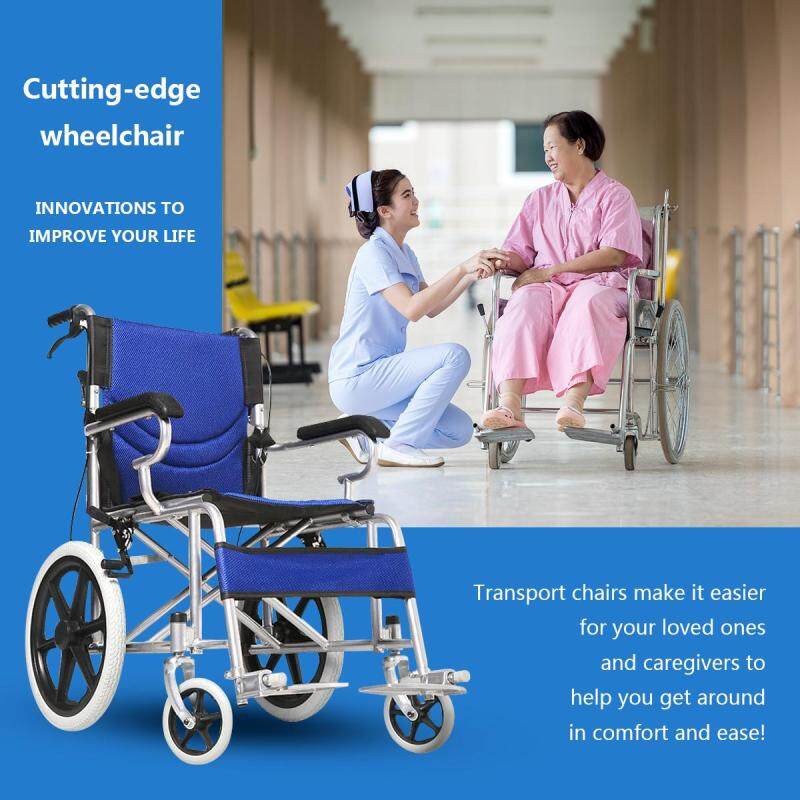 Folding Medical Wheelchair 16 inch Manual Mobility Aid Light Weight 4 brakers nhập khẩu