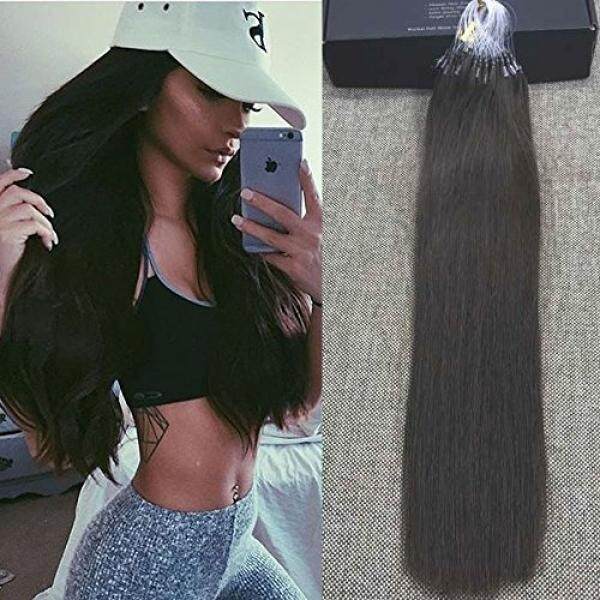 Full Shine 16 1g per Strand 50 Gram Per Package Micro Loop Ring Human Hair Extensions Color #2 Colored Micro Bead Hair Extensions - intl