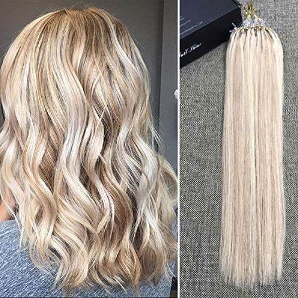 Penuh Shine 18 1G Per Helai 50 Gram Per Paket Warna Yang Disorot Cincin Rambut Manusia Ekstensi Piano Warna # P18/613 Abu Cokelat Mixed Platinum Blonde Remy Rambut Extensions-Internasional