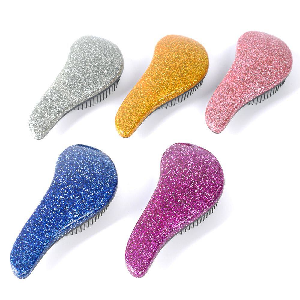 Berkilau Pegangan Tangle Detangling Sisir Sisir Rambut Detangler Salon Gaya Tamer Alat Hairbrush (Biru)-Internasional
