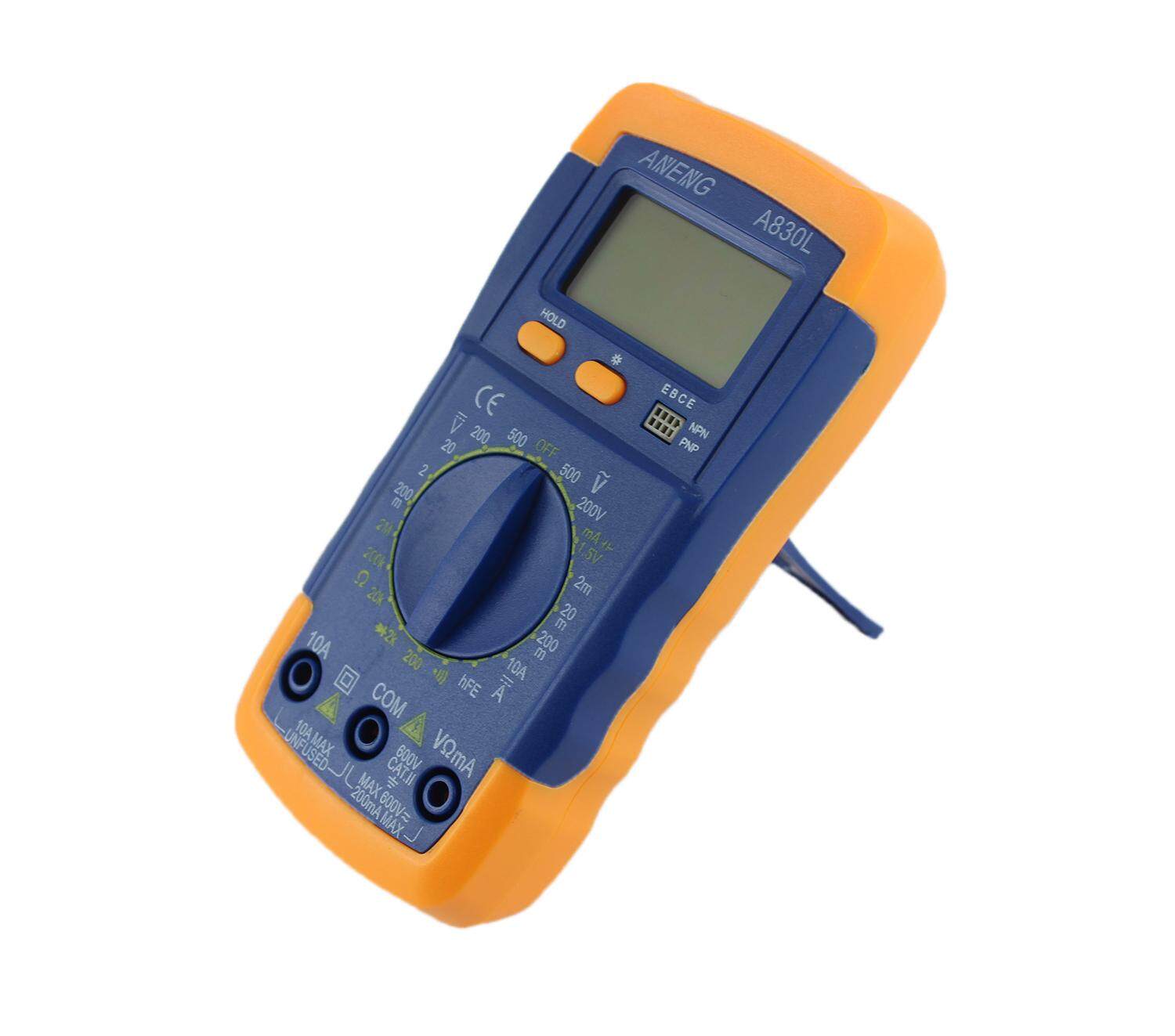 Hazyasm LCD Digital Multimeter Dioda Tegangan DC AC Freguency Multitester (Biru Kuning)-Internasional