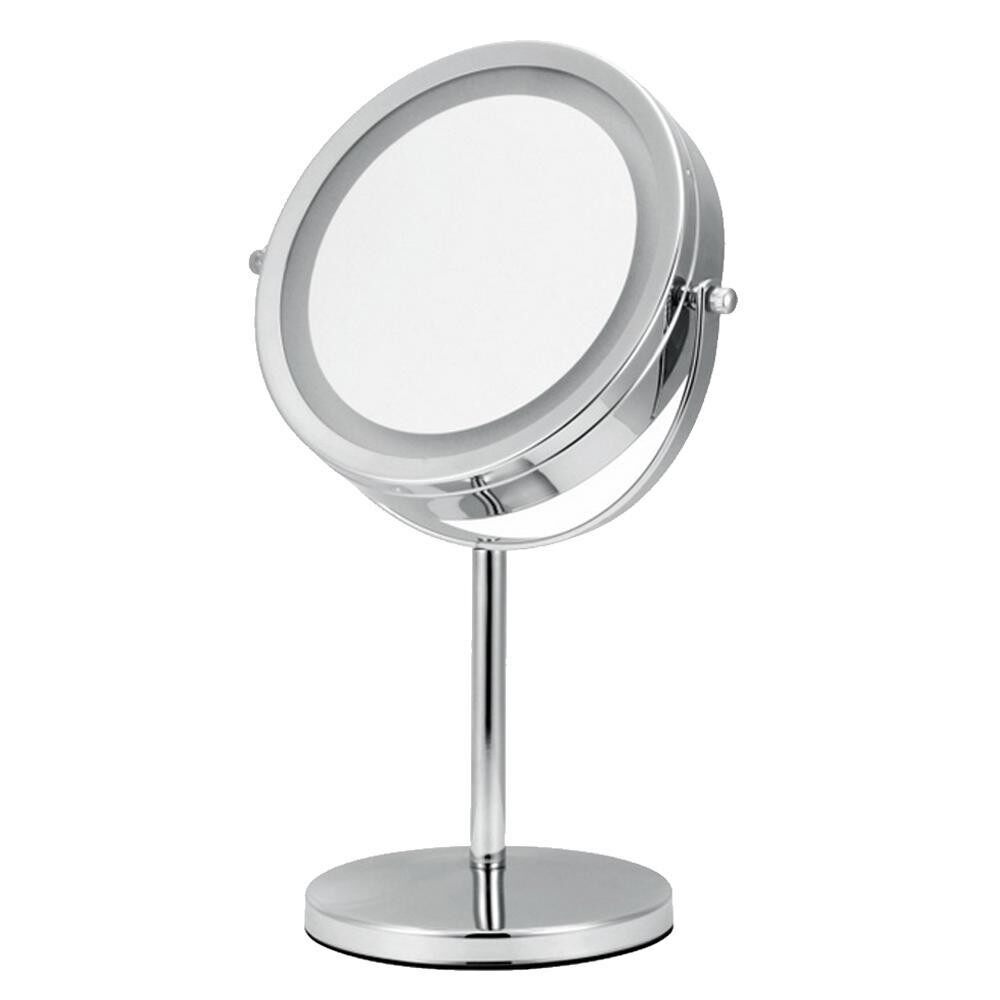 Led Vanity Mirror 13 Inches Circular Lighted Makeup Mirror Double-Sided Rotating Mirror With 5x Magnification , Silver - intl Philippines