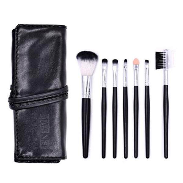 Riasan Brushes, maange 7 Pieces Riasan Brushes Set Bubuk Mata Shadow Eyeliner Bibir Kosmetik Brushes Perlengkapan Tools dengan Kemasan Yang Indah Tas (hitam) -Internasional