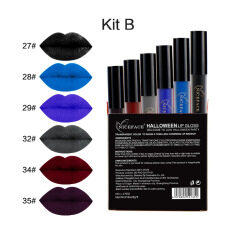 NICEFACE 6 Pcs/lot Gaya Tengkorak Halloween Tahan Air Matte Lipstik Metalik Panjang Cair Awet Kecantikan Bibir Mak