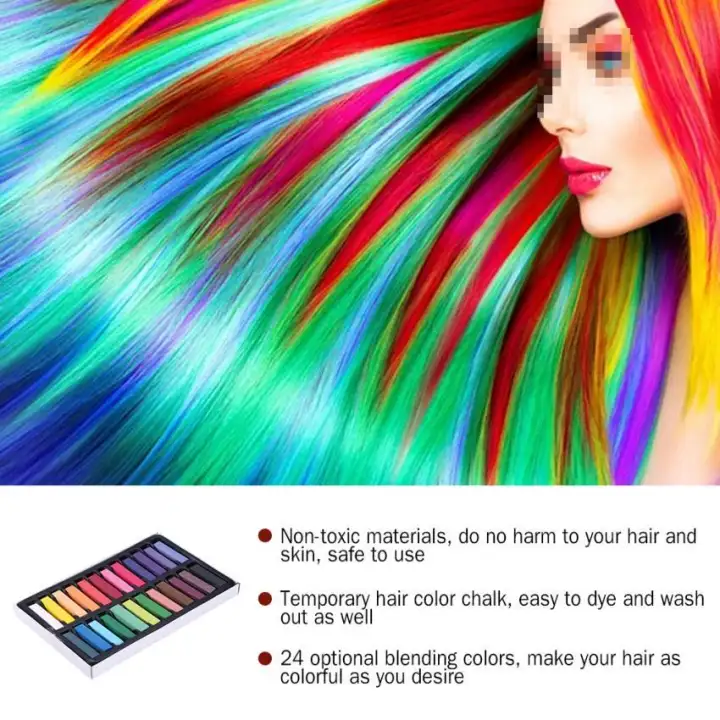 Ohico 24 Colors Hair Dye Chalk Temporary Instant Hair Color Non