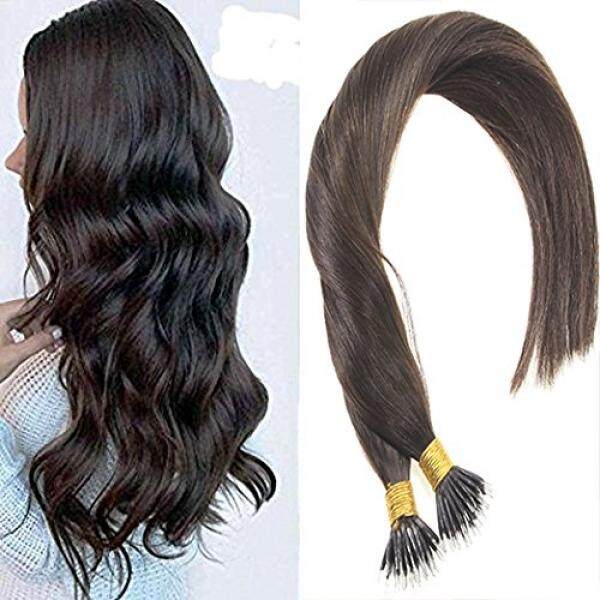 Sunny 50gram Per Pack Darkest Brown 100% Remy Nano Ring Hair Extensions Color #2 Human Hair Extensions High Micro Loop Nano Ring Brazilian Hair Extensions Soft Straight Hair 24inch - intl