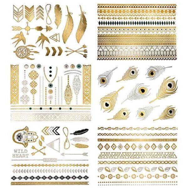 Cheapest Terra Tattoos Black Best Quality Product Deals Terra Tattoos Metallic Over 75 Jewelry Inspired Temporary In Gold And