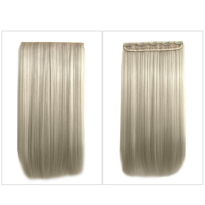 Whyus-Fashion 64cm Clip-in Hair Extension Matte Long Straight Hair Pieces Synthetic Wig (Beige)
