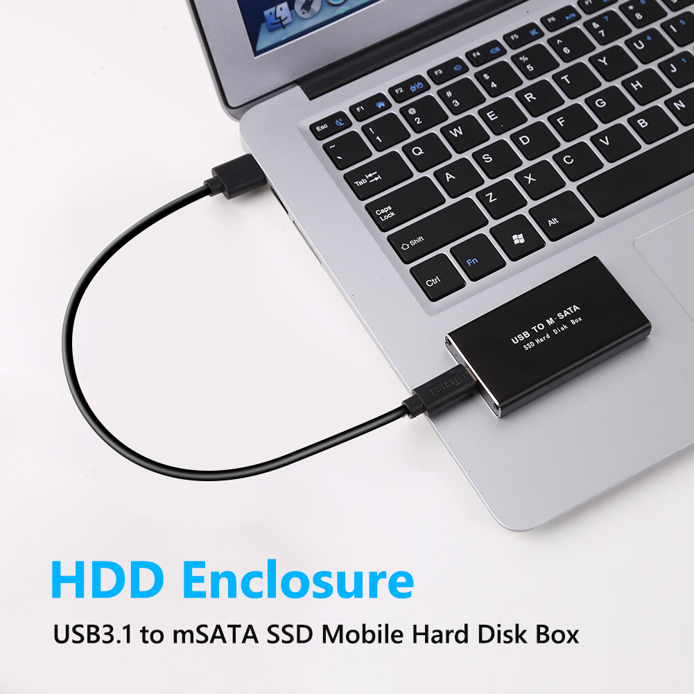 Mobile HDD Case mSATA to Type-C 3.1 Adapter Hard Drive Enclosure SSD Disk Box for Notebook