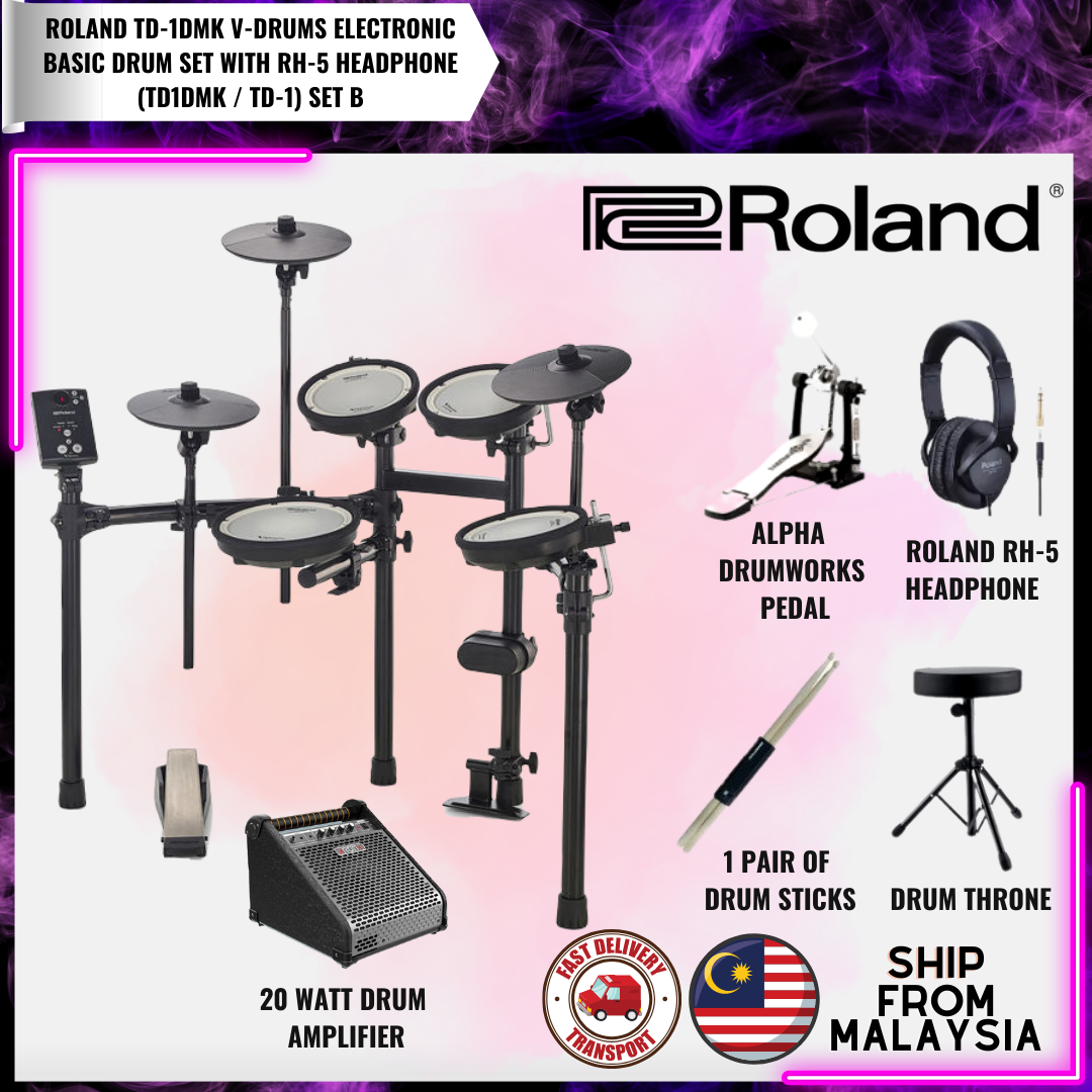 Roland TD1DMK VDrums Electronic Basic Drum Set with RH5 Headphone