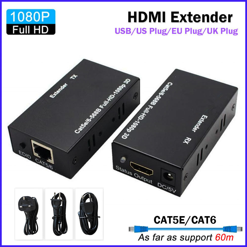 Bộ Mở Rộng HDMI Cáp LAN CAT5E / CAT6 Dài 60M 1080P FULL HD