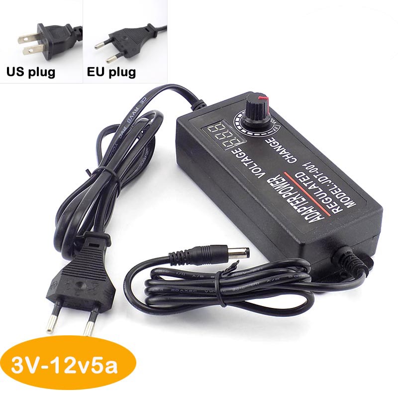 Ac 100-240v to dc 3v 12v 24v 9v 1a 2a 3a 5a ac power supply adapter adjustable wall plug for led strip light driver cctv