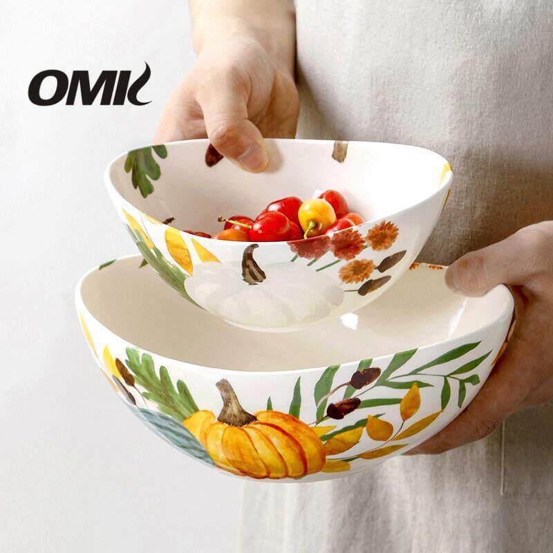 OMK Red Luca Series Ceramic Boat salad bowl